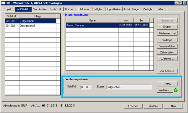 Wohnung-Stammdaten