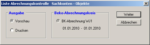 Abrechnungskontrolle Sachkonten-Objekte