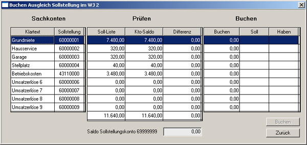 Maske Buchen Ausgleich Sollstellung