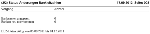 Liste Prüfung BLZ und Kontonummern