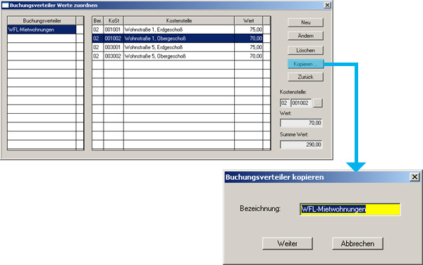 Maske Buchungsverteiler - Einzel