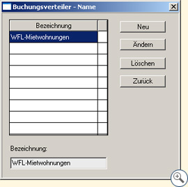 Maske Buchungsverteiler - Name