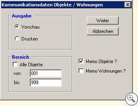 Maske Kommunikationsdaten - Objekte/Wohnungen