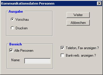 Maske Kommunikationsdaten - Personen