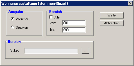 Maske Wohnungsausstattung - Summen/Einzel