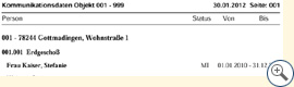 Liste Kommunikationsdaten - Objekte/Personen
